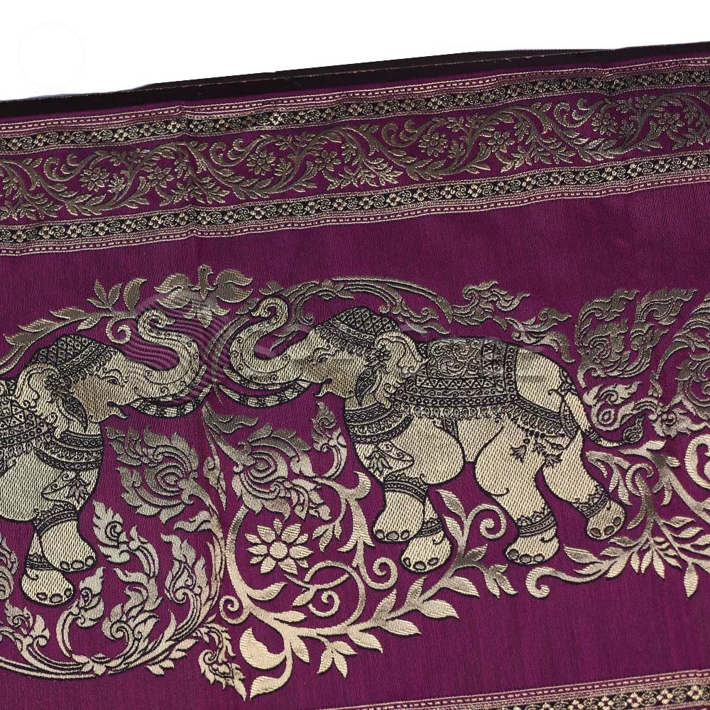 Thai Massage Table Runner Small Elephant Gold Floral Fringe Decorations