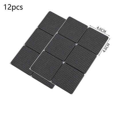 12 pcs Heavy Duty Anti-Slip Furniture Pads – Self-Adhesive Square Rubber Floor Protectors