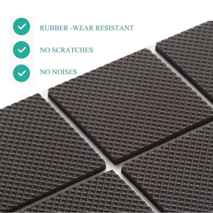 12 pcs Heavy Duty Anti-Slip Furniture Pads – Self-Adhesive Square Rubber Floor Protectors